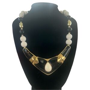 Gold Black and White statement necklace